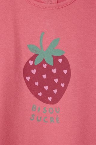 T-shirt em algodão biológico - Rosa e vermelho