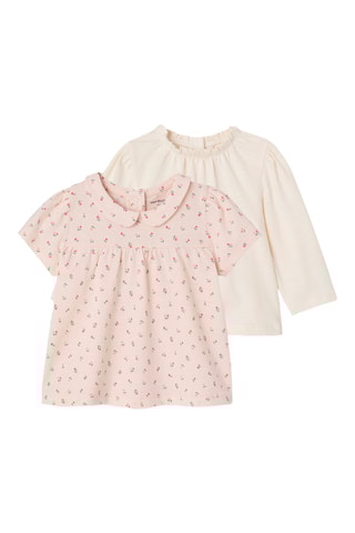 2 blusas em algodão biológico - Branco e rosa