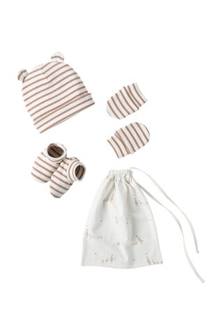 Conjunto de 3 peças - Branco e camel