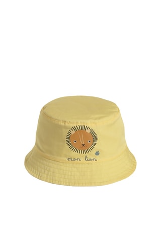 Chapéu à pescador reversível - Amarelo e azul-claro