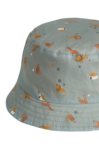 Chapéu à pescador reversível - Amarelo e azul-claro