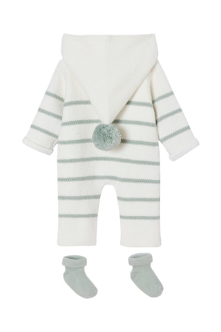 Combinaison à capuche et chaussettes - Blanc et vert