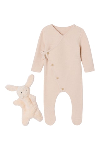 Combinaison et doudou lapin - Beige