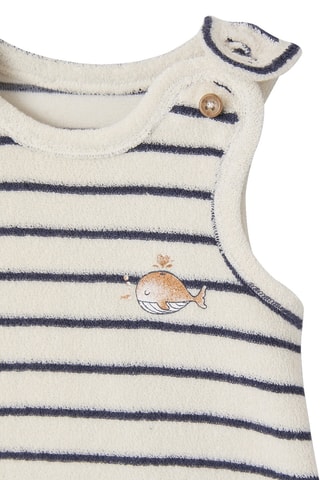 Barboteuse - Ecru et bleu marine