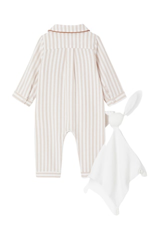 Combinaison et doudou lapin - Blanc et beige