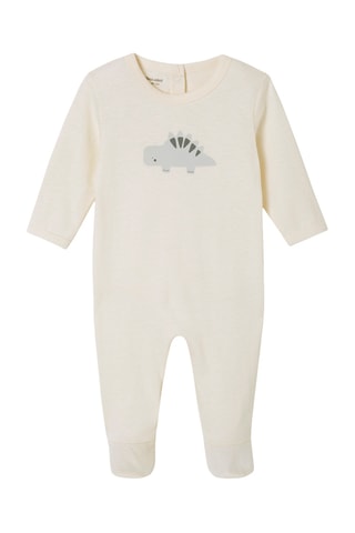 2 grenouillères en coton biologique - Vert d’eau et beige