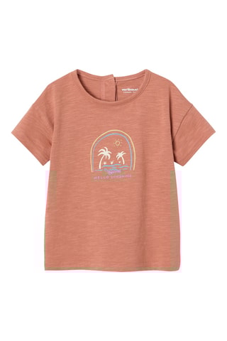 T-shirt em algodão biológico - Vermelho-tijolo