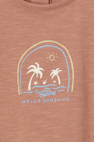 T-shirt em algodão biológico - Vermelho-tijolo