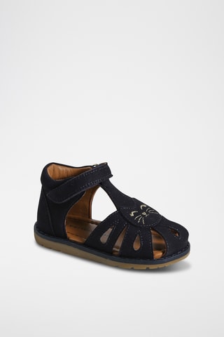 Sandálias em nobuck - Azul-marinho