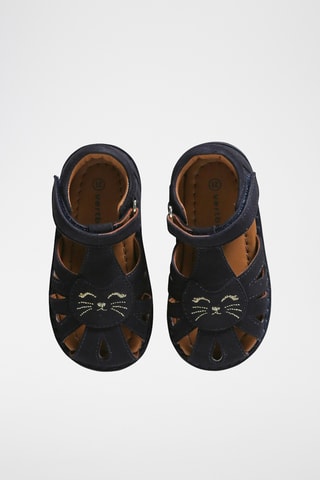 Sandálias em nobuck - Azul-marinho