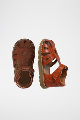 Sandálias em couro - Castanho