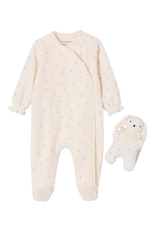 Dors-bien et doudou en coton biologique - Ecru et marron clair