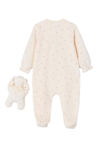 Dors-bien et doudou en coton biologique - Ecru et marron clair