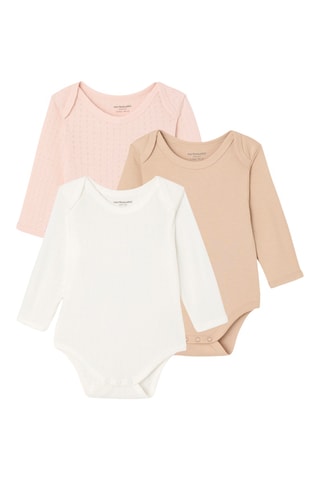 3 bodies em algodão biológico - Cru e rosa-maquilhagem