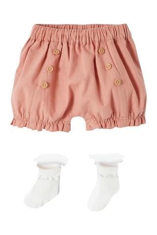 Short et chaussettes - Vieux rose et blanc