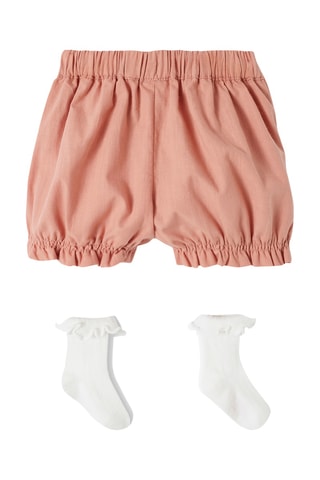 Short et chaussettes - Vieux rose et blanc