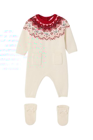 Babygro e meias - Cru e vermelho