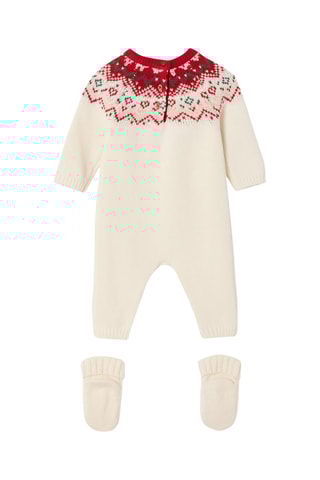 Babygro e meias - Cru e vermelho