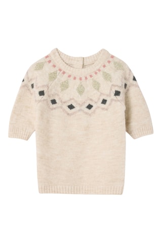 Robe pull - Beige clair et vert