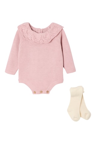 Body e collants - Rosa-envelhecido e cru