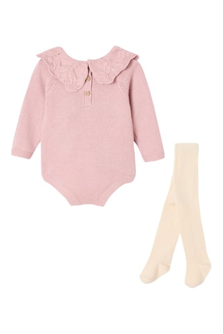 Body e collants - Rosa-envelhecido e cru