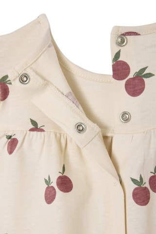 Vestido em algodão biológico - Bege-claro e bordô