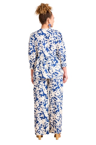 Calças wide legs - Azul-real