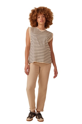 Calças de grávida com faixa - Bege