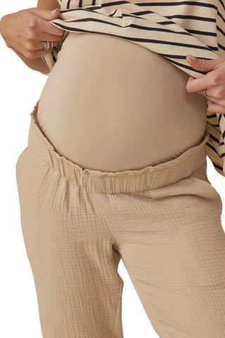 Calças de grávida com faixa - Bege