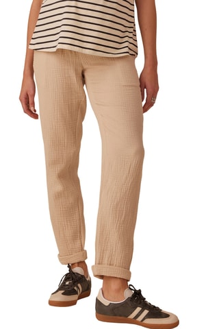 Calças de grávida com faixa - Bege