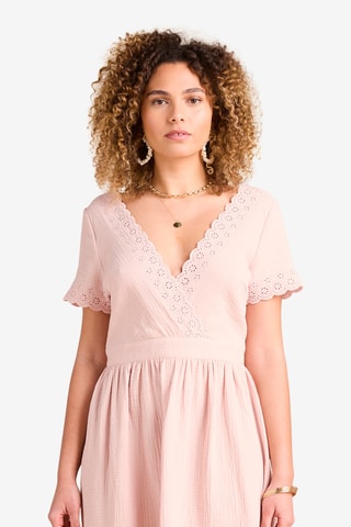 Vestido patinadora em algodão biológico - Rosa-maquilhagem
