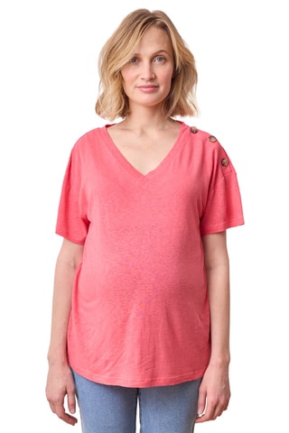 T-shirt de grávida em linho - Rosa
