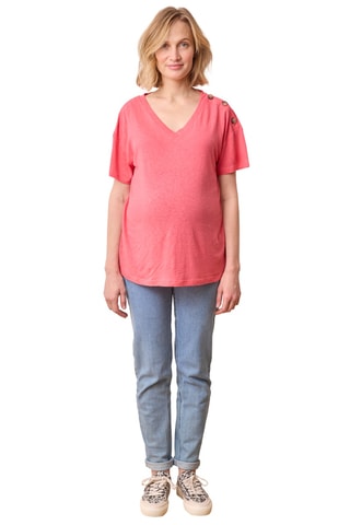 T-shirt de grávida em linho - Rosa