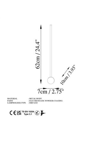 Aplique mural LED Sword - Dorado - 8 W