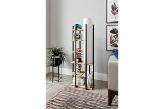 Lampadaire avec étagères Moda Dor - Naturel et noir - 60 W