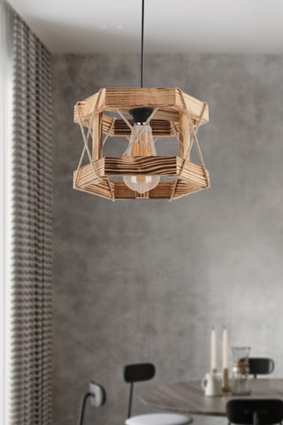 Lámpara de techo de madera - Natural y negro - 45-60 W