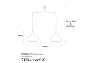 Lámpara de techo Muba -  Dorado - 2 x 40 W