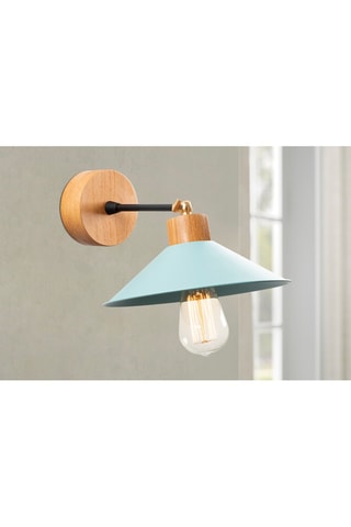 Aplique mural de madera de carpe Manavgat - Natural y verde agua - 40 W