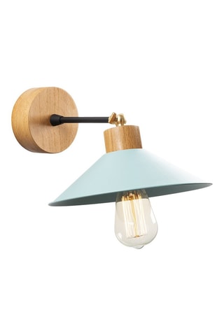 Aplique mural de madera de carpe Manavgat - Natural y verde agua - 40 W