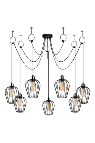 Lámpara de techo Tel - Negro - 7 x 100 W