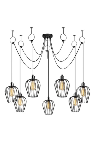 Lámpara de techo Tel - Negro - 7 x 100 W