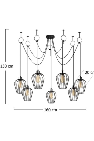 Lámpara de techo Tel - Negro - 7 x 100 W