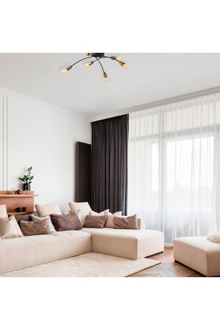 Plafonnier Banana - Noir et doré - 6 x 40 W