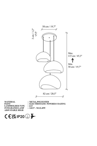 Suspension - Blanc - 3 x 40 W