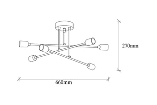 Lámpara de techo Fleur - Dorado - 6 x 60 W