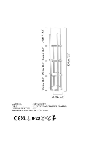 Lámpara de pie - Negro - 40 W