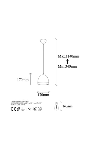Lámpara de techo Mugo - Negro y dorado - 15 W