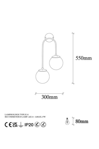 Aplique mural Jewel - Dorado y blanco - 2 x 15 W