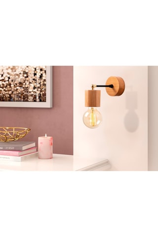 Lámpara mural de madera Xanthos - Natural y negro - 100 W