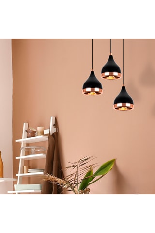 Lámpara de techo Yildo - Negro y cobrizo - 3 x 60 W